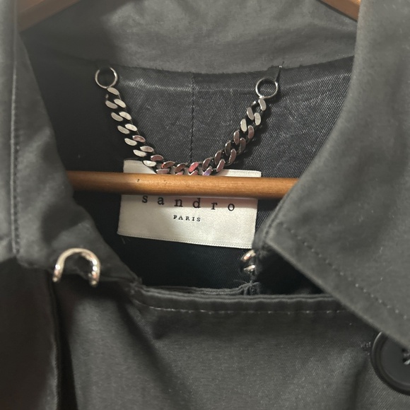 Sandro Charcoal Men’s Trench Coat Large - Picture 2 of 4